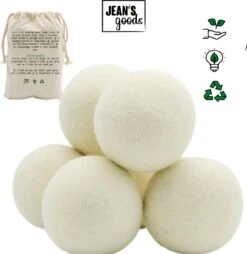 Jean's Goods Drogerballen - Droogballen - Wasdrogerballen - Wasdroger Ballen - Wasbol - Wasbollen - Wasballen - Energiebesparende Producten - Energiebesparend - Duurzaam Cadeau - RWS Wol - Zero Waste - Wasverzachter - Beige - 6 Stuks -Schoonmaakserie Winkel 1167x1200