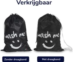 Wonair - Grote Waszak - Laundry Bag - Wash Me - 60x90cm - Zwart - Met Trekkoord -Schoonmaakserie Winkel 1200x1031 1