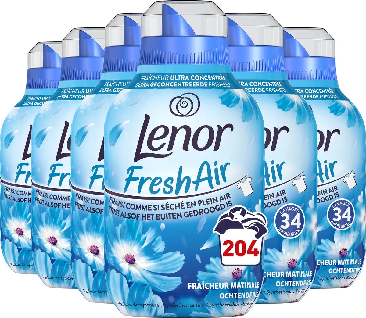 Lenor Fresh Air Ochtendfris - Wasverzachter - 6 X 34 Wasbeurten Voordeelverpakking