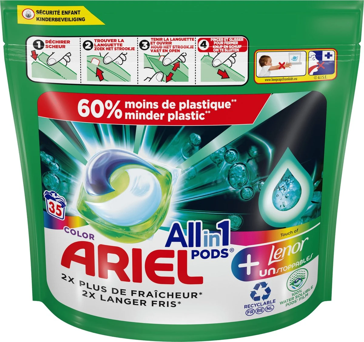 Ariel All In 1 Wasmiddel Pods + Touch Van Lenor Unstoppables - Wascapsules - Voordeelverpakking - 3 X 35 Wasbeurten 5 Ariel All In 1 Wasmiddel Pods + Touch Van Lenor Unstoppables - Wascapsules - Voordeelverpakking - 3 X 35 Wasbeurten - Afbeelding 5