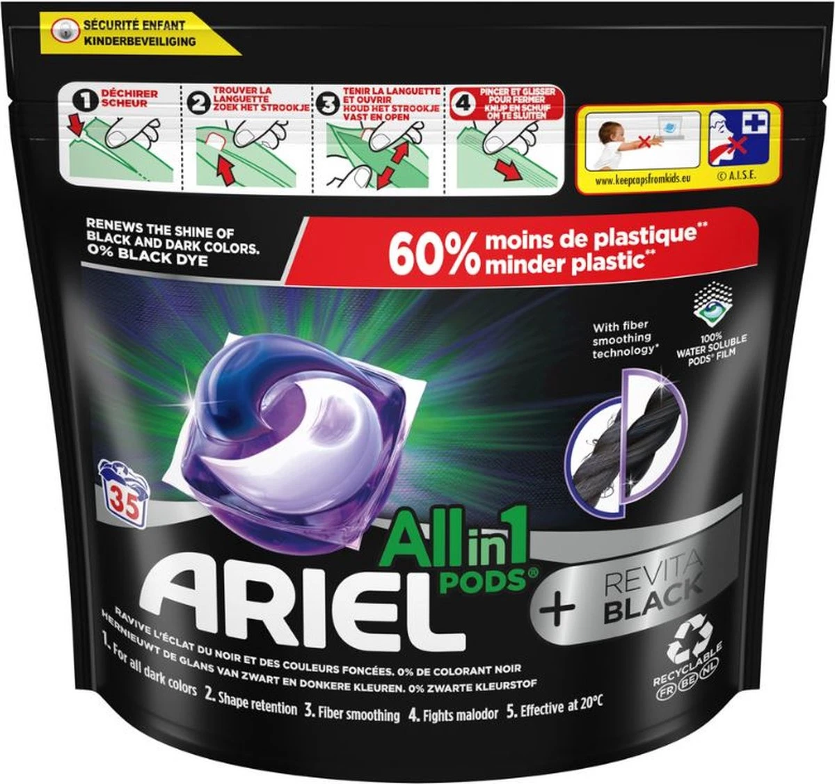 Ariel All In 1 Wasmiddel Pods + Revitablack - Wascapsules - Voor De Zwarte Was - 35 Wasbeurten 1 Ariel All In 1 Wasmiddel Pods + Revitablack - Wascapsules - Voor De Zwarte Was - 35 Wasbeurten