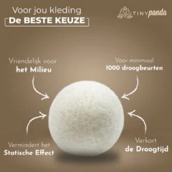 Merkloos Droger Ballen XL 6 Stuks Inclusief Lavendelolie – Zero Waste Dryer Balls - Duurzaam – Wasverzachter – Herbruikbare Drogerballen – Droogt De Was Sneller – Tiny Panda -Schoonmaakserie Winkel 1200x1199 60