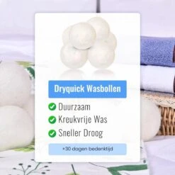 DRYQUICK Drogerballen- Wasbollen- Duurzaam Schapenwol - Herbruikbaar- 6 XL Wasballen Wit -Schoonmaakserie Winkel 1200x1200 1467