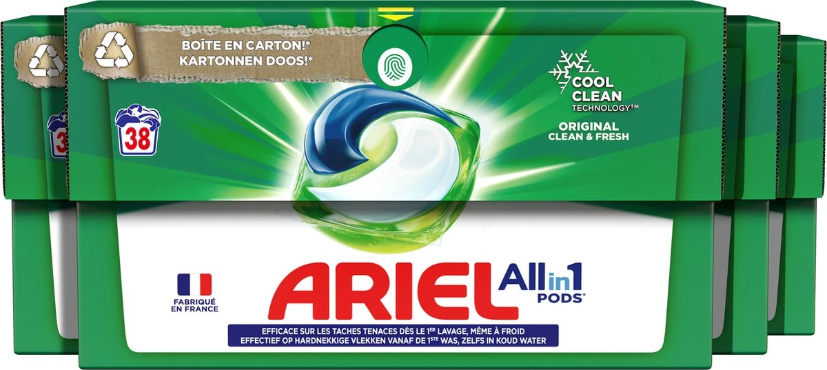 Ariel All In 1 Wasmiddel Pods - Original - 4 X 38 Wasbeurten - Voordeelverpakking 1 Ariel All In 1 Wasmiddel Pods - Original - 4 X 38 Wasbeurten - Voordeelverpakking