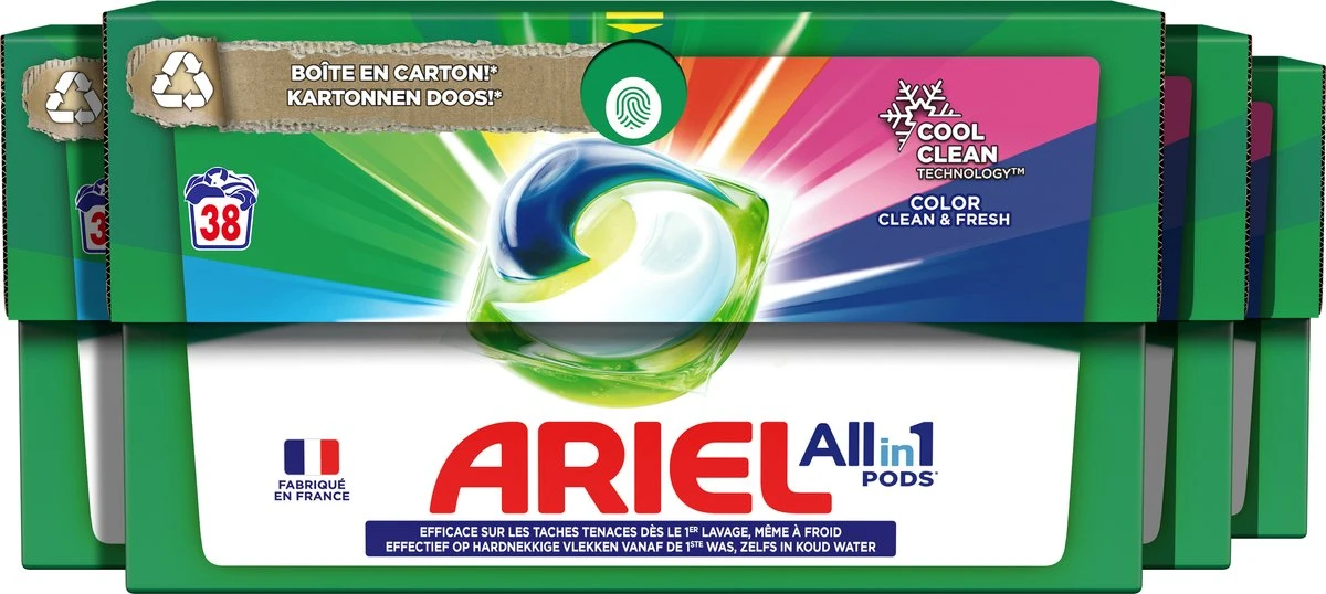 Ariel All In 1 Wasmiddel Pods - Kleur - 4 X 38 Wasbeurten - Voordeelverpakking 1 Ariel All In 1 Wasmiddel Pods - Kleur - 4 X 38 Wasbeurten - Voordeelverpakking
