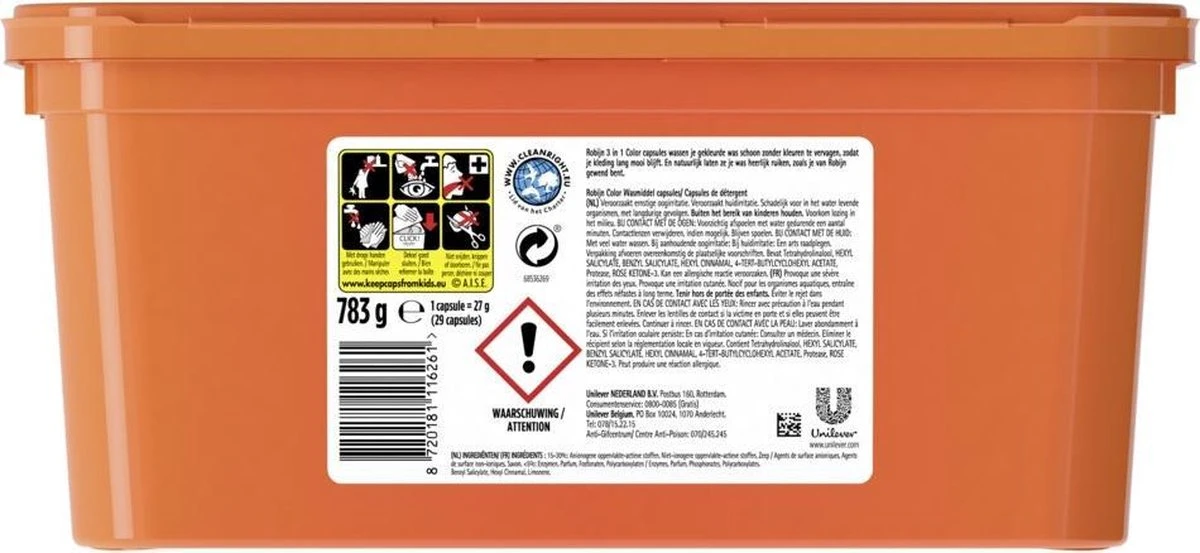 Robijn Color 3 In 1 Wascapsules - 3 X 29 Wasbeurten - Halfjaarbox 3 Robijn Color 3 In 1 Wascapsules - 3 X 29 Wasbeurten - Halfjaarbox - Afbeelding 3