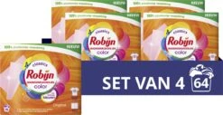 Robijn Classics Color Wasmiddeldoekjes - 4 X 16 Wasstrips - Voordeelverpakking