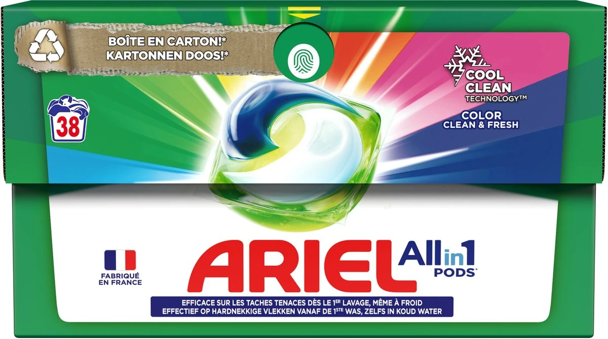Ariel All In 1 Wasmiddel Pods - Kleur - 4 X 38 Wasbeurten - Voordeelverpakking 3 Ariel All In 1 Wasmiddel Pods - Kleur - 4 X 38 Wasbeurten - Voordeelverpakking - Afbeelding 3