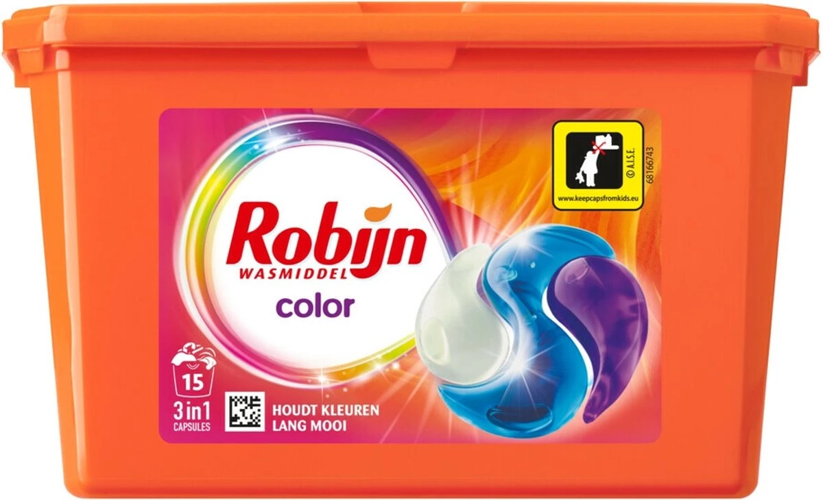 Robijn Wascapsules 3-in-1 Color 15 Stuks 2 Robijn Wascapsules 3-in-1 Color 15 Stuks - Afbeelding 2