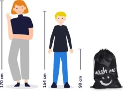 Wonair - Grote Waszak - Laundry Bag - Wash Me - 60x90cm - Zwart - Met Trekkoord -Schoonmaakserie Winkel 1200x891