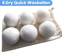 DRYQUICK Drogerballen- Wasbollen- Duurzaam Schapenwol - Herbruikbaar- 6 XL Wasballen Wit -Schoonmaakserie Winkel 1200x997 1