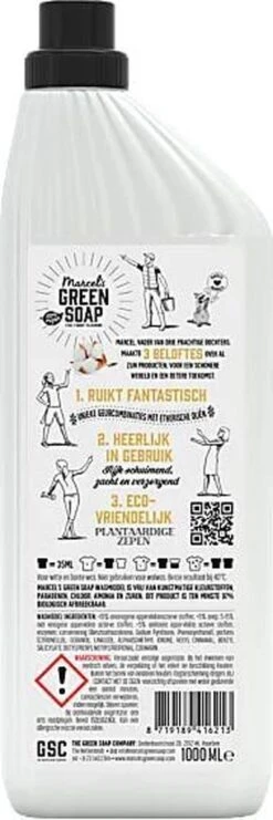 Marcel's Green Soap Wasmiddel Vanille & Katoen - 19 Wasbeurten - 1 Liter - Palmolievrij -Schoonmaakserie Winkel 400x1200